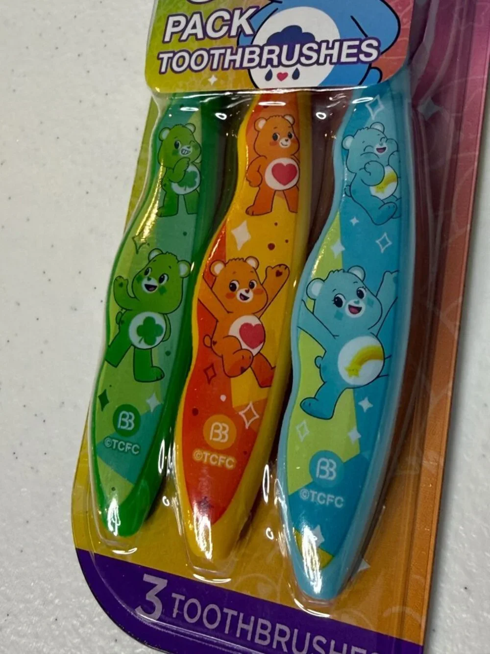 Care Bears 3 Pack Toothbrushes Soft Bristle New